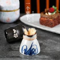 Three-point burning ceramic creative toothpick box uncovered hotel restaurant hotel cute Japanese toothpick barrel household toothpick barrel
