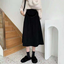 Pregnant women corduroy skirt children Spring and Autumn A character adjustable black long skirt autumn and winter