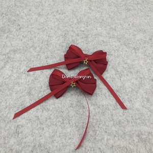 #Two-piece Domestic Shipping included #lolita hand-made Small material edge clip clip Headdress ribbon Bow-knot Pure Color 39 bhiner lolita fashion