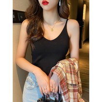 Knitted bottomed vest women wear Net red suit suspenders inside simple V-neck sleeveless sexy short top