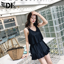 2021 one-piece conservative swimsuit female size hot spring bath covering belly small chest gathering sexy slim skirt swimsuit
