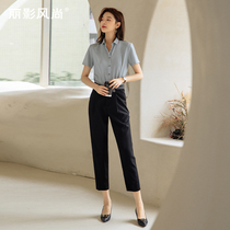 High-end professional suit Womens summer fashion temperament goddess Fan interview work suit formal Korean version of the front desk work outfit