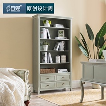 Self-view furniture High cabinet Solid wood display cabinet Storage locker cabinet against the wall with glass door American bookcase