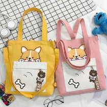 Childrens simple canvas schoolbag light carrying book Primary School students with homework bag tutoring backpack Boy handbag female