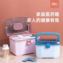 Medical box household multifunctional double-layer plastic storage box portable medical box Student Emergency medicine box