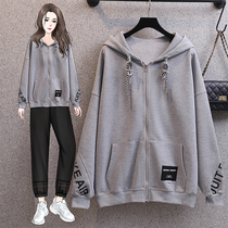  Pregnant womens autumn and winter clothes 2021 fashion jacket casual cotton hooded pullover sweater long-sleeved top sports jacket thick