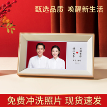 Wedding registration photos 6-inch photo frame set up couple wedding dress wash photos made of custom six-inch seven-inch happy word ornaments