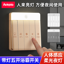 Bath Bully Light Switch Five Open Bathroom Toilet Warm Blower Switch 5 Open Five-Fit Around Body Inductive Light Switch