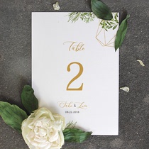 Customized wedding birthday card Mori Green Line table number seat number engagement wedding table Full Moon