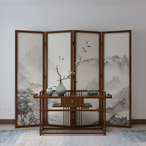 New Chinese solid wood screen partition Living room Bedroom occlusion Home office custom landscape ancient style Mobile folding