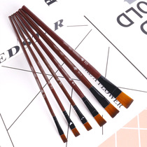 6pcs imported nylon wool flat head wooden pole Oil painting pen Gouache acrylic paint Childrens art painting brush