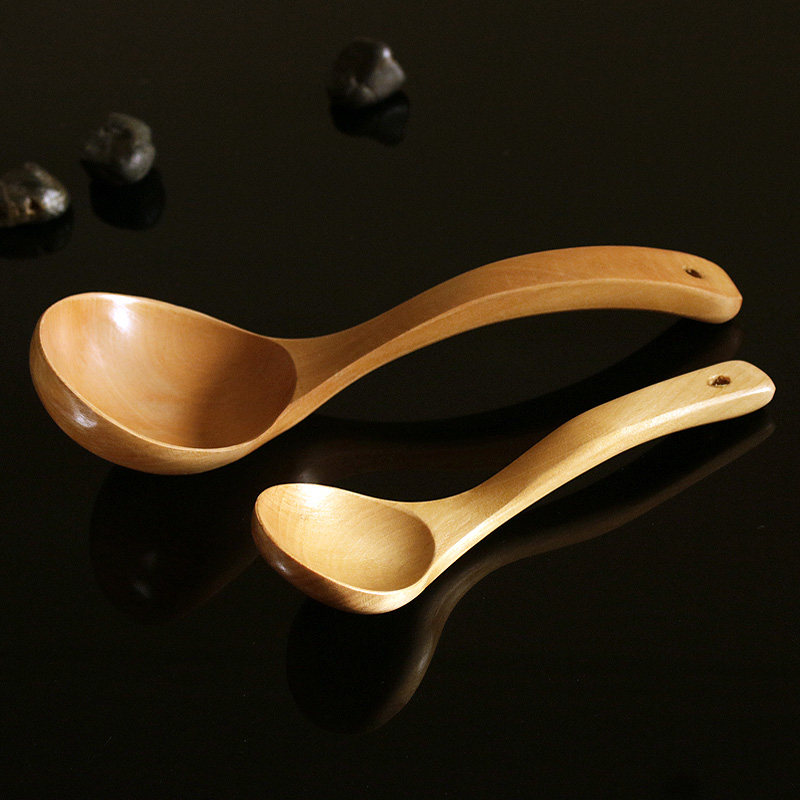 Natural solid wood spoon cooking wooden spoon porridge spoon wood shovel Japanese high-quality sour birch spoon rice spoon water spoon tableware