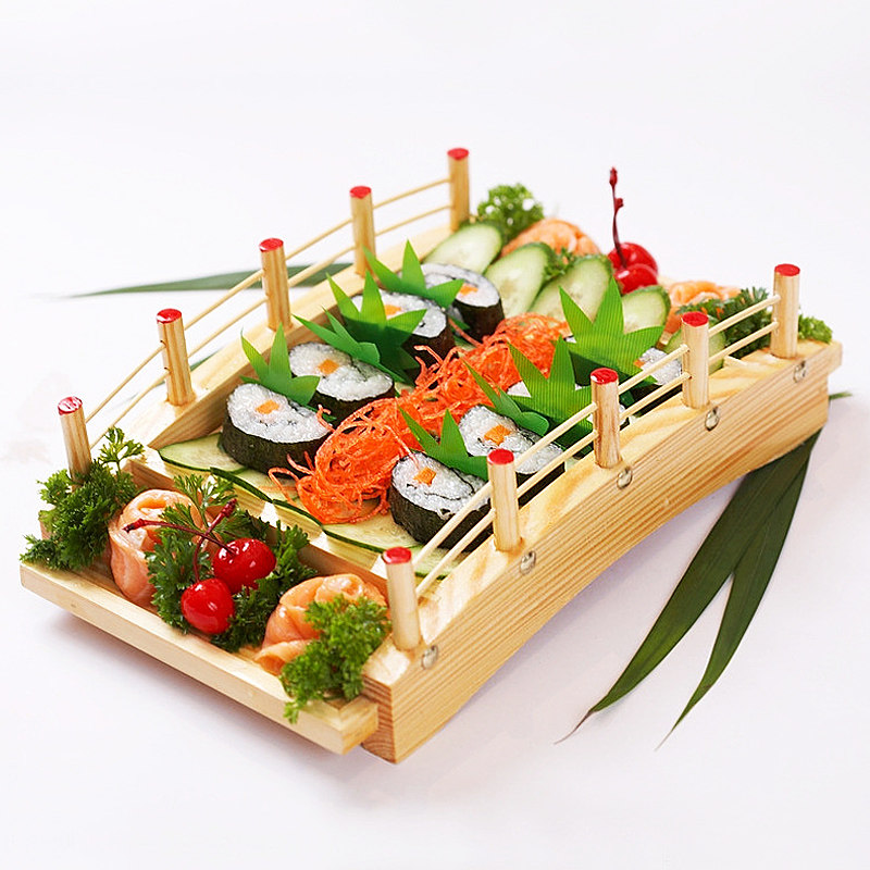 Wood hedgehog bridge white wood sushi hedgehog sushi bridge sushi sage japanese-Korean tableware Japanese-style bamboo arched bridge