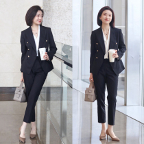 Advanced Senses Black Suit Suit Woman Spring Autumn Korean version Career positive dress commute temperament little Subsuit Two sets