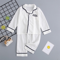 Childrens pajamas spring and autumn pure cotton pure color thin girl boy middle child baby boy long sleeve home clothing