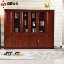 Office furniture file cabinet File File File Cabinet solid wood leather bookcase office partition cabinet locker with glass door