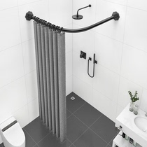 Non-punching arched rod toilet waterproof cloth bath curtain suit U type bath shower room partition bathroom hanging curtain L