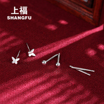 999 pure silver ear nail female autumn winter mini small and delicate to raise earthen-ear stick brief ear pin sleeping without picking up the ear