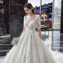 Pregnant woman main wedding dress 2021 new temperament high waist cover thick arm large size small man forest department bride tail 2020