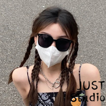 2021 Korean three-point rivet black sunglasses Net red plain face sunshade anti-ultraviolet polarized sun glasses tide