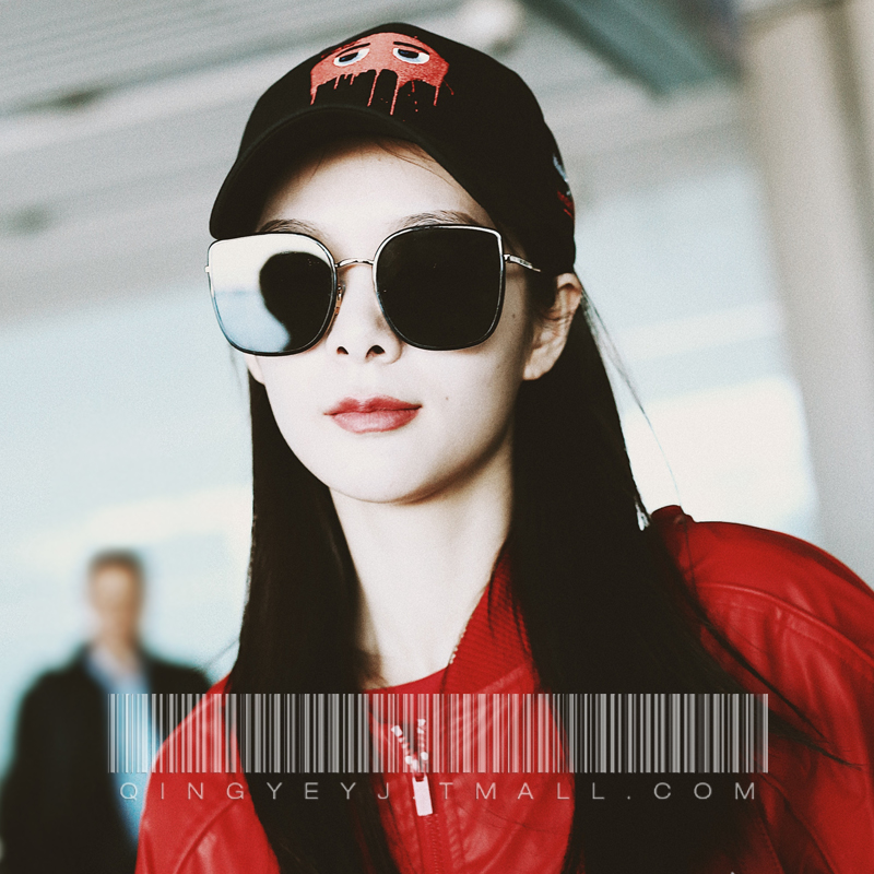 Square large frame sunglasses female round face show small sunglasses sun protection UV big face net red fashion star model