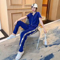 Sandro Mocoloni Sport suit female summer 2022 new casual trendy short sleeve broadlegged pants two-piece set