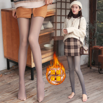 Pregnant womens pants autumn and winter stewardess gray transparent skin plus velvet thick socks thin velvet bottoming socks thick velvet trousers