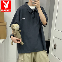 Playboy short-sleeved t-shirt Boys summer thin half-sleeve tide brand pure cotton five-point sleeve lapel port wind polo shirt