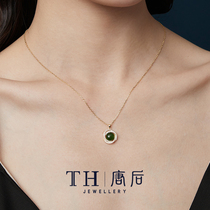 After Tang natural Wada Jasper necklace female summer sterling silver gem choker agate jade pendant mother gift