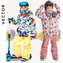 VECTOR childrens ski suit split thick waterproof and windproof warm boys and girls single double board ski suit