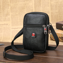Mobile phone bag mens running bag mini shoulder shoulder bag 6 inch wear belt leather bag multifunctional casual hanging bag wallet
