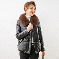 2021 winter new dermis fur coat female fox fur short jacket sheep leather genuine leather down jacket with little subfur