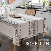 Bohemian tablecloth cotton linen waterproof and oil-proof disposable ethnic style printing geometric rectangular coffee table table fabric