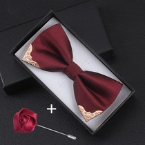 Bow tie male wedding wedding groom best man Korean suit Wine red red mens bow bow tie tide