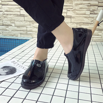 Fashion pull-back rain shoes womens low-top short tube water shoes lightweight wear-resistant thick-soled non-slip shallow rubber shoes black work shoes
