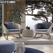 Nordic outdoor sofa combination living room rattan chair outdoor courtyard garden balcony casual rattan rocking chair single double
