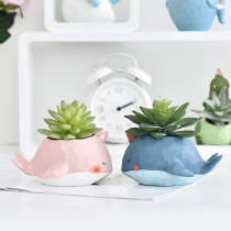Creative cartoon desktop mini potted ornaments Simulation fake flowers Green plant cactus succulents decorative ornaments