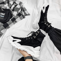 Autumn Winter Martin Boot Mens High Gang Inn Wind retro Mens thick bottom heightening Leisure high cylinder Desert Tooling Tide Shoes