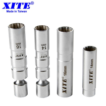 Taiwan XITE automotive magnetic spark plug sleeve 14 16 21mm with universal joint extension rod spark plug sleeve