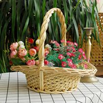 New Wicker flower basket rattan dance props performance basket wedding size flower basket flower basket flower fruit basket woven basket