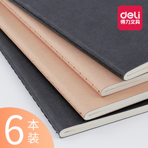 6 copies of the kraft paper stitching notebook student stationery paper thick retro simple A5 notepad business ancient wind car line this soft copy College student hipster wholesale B5