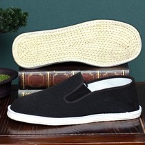 Traditional handmade old Beijing cloth shoes mens mullet cloth shoes cotton breathable anti-odor soft bottom driving slippers