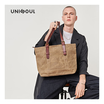 UNISOUL Single Shoulder Bag Men Casual Canvas Handbag New Men Backpack Neutral Retro Tide Tote Bag