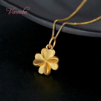 Four clover real gold gold necklace 2021 new women 24K pure gold clavicle chain set chain 3D hard gold 999 tide