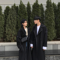 Couple clothing autumn jacket loose Korean trend Japanese retro mid-length knee coat men and women couples windbreaker
