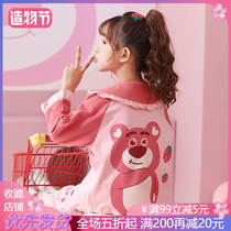 Childrens pajamas girls spring and autumn cotton long sleeves thin style middle and older child girls pullovers can be worn outside the housewear set