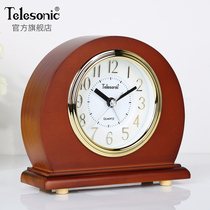 TELESONIC Uranus study creative ornaments European solid wood table clock living room clock decoration quartz clock