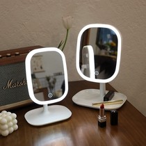 Desktop led vanity mirror with lamp ins Wind vanity mirror bedroom desktop Net red beauty makeup light small mirror portable
