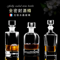 Crystal glass foreign wine bottle Household with lid fully sealed Whiskey liquor storage bottle Medicine wine bottle Wine bottle Bubble wine bottle