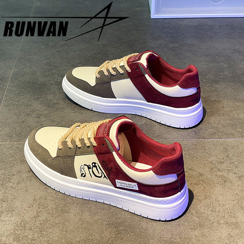 Canvas shoes, men's spring casual fashion shoes, wine red board shoes, American fashion brand, niche original design, high-end feeling, summer
